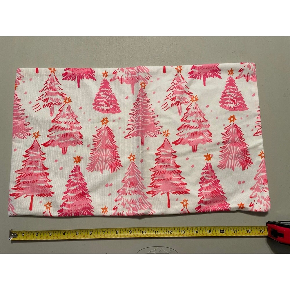 Pink Christmas Trees Pillow Cover Case White Holiday Decor New